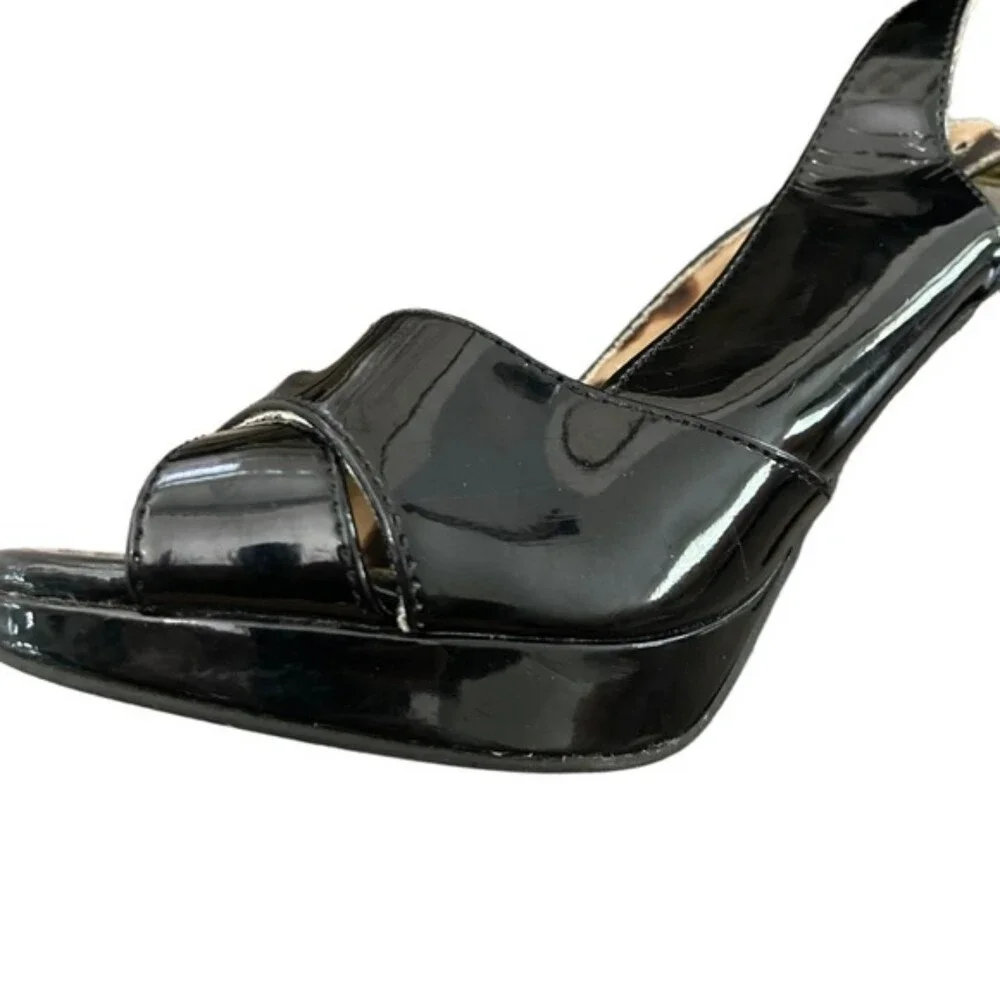 Christian Siriano Patent Peep Toe Sling Back Slight Platform Heel